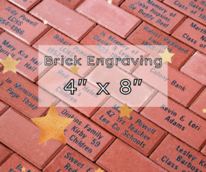 Image of commemorative brick wall - Text says 4 inch by 8 inch brick engraving.