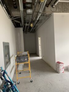 Image shows Danforth location's hallway under construction.